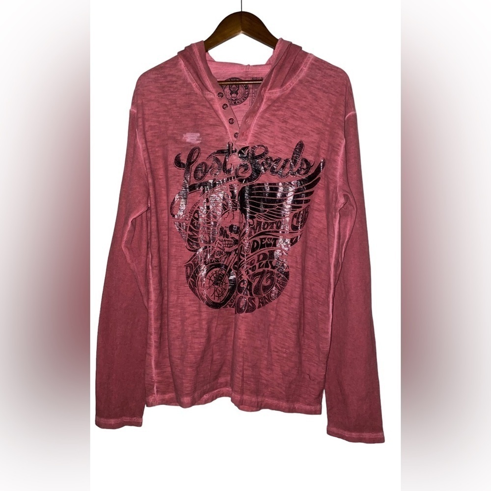 Affliction American Custom Men M Lost‎ Souls Skull Graphic Biker Sweatshirt